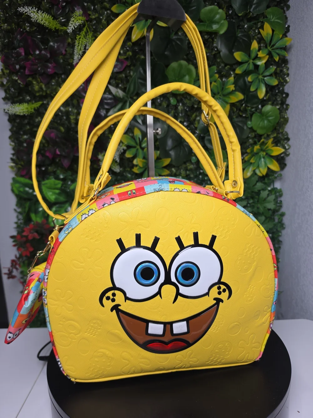 New 30cm Yellow Sponge Character Dome Crossbody Bag with Detachable Strap